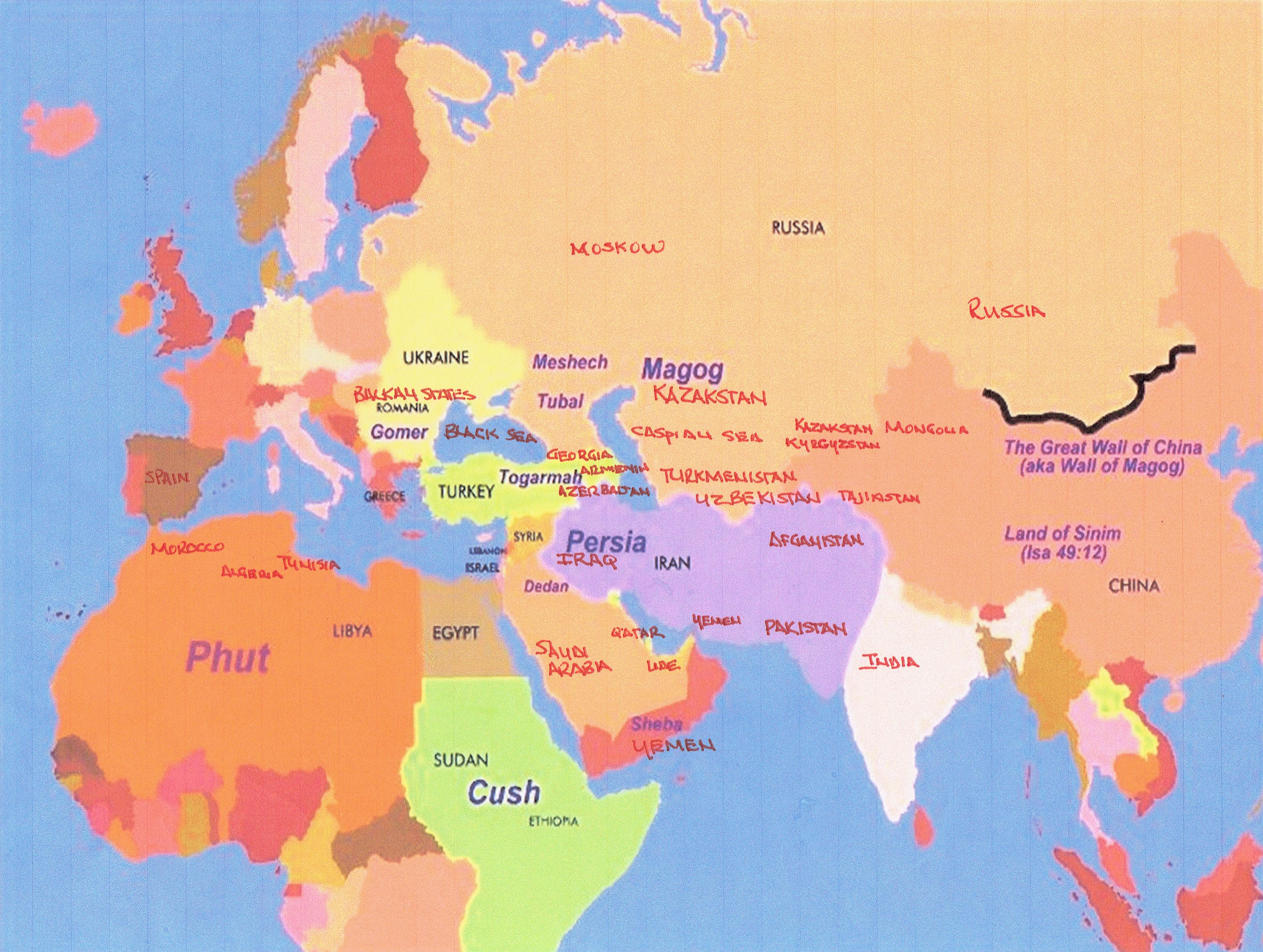 Map of Europe, Asia, Middle East, and North Africa
